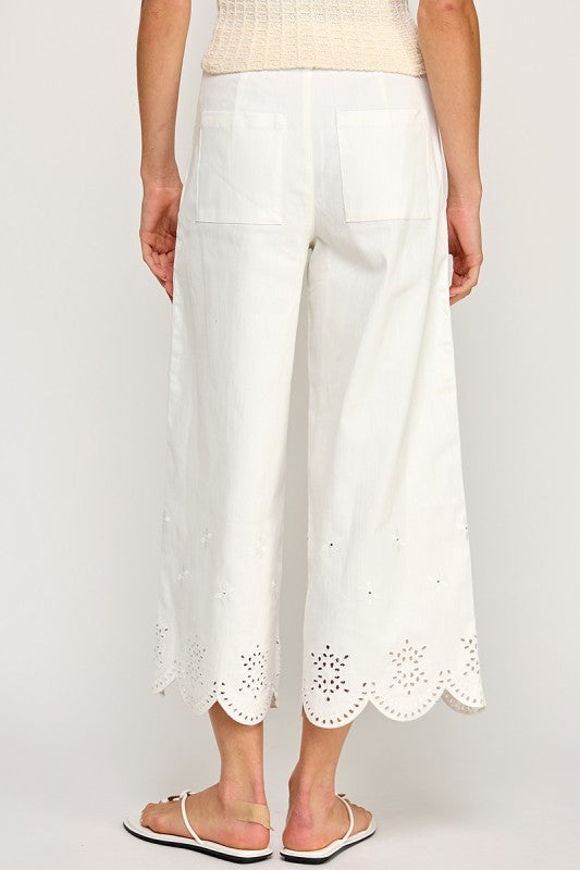 Jane Eyelet Creme Cropped Jeans