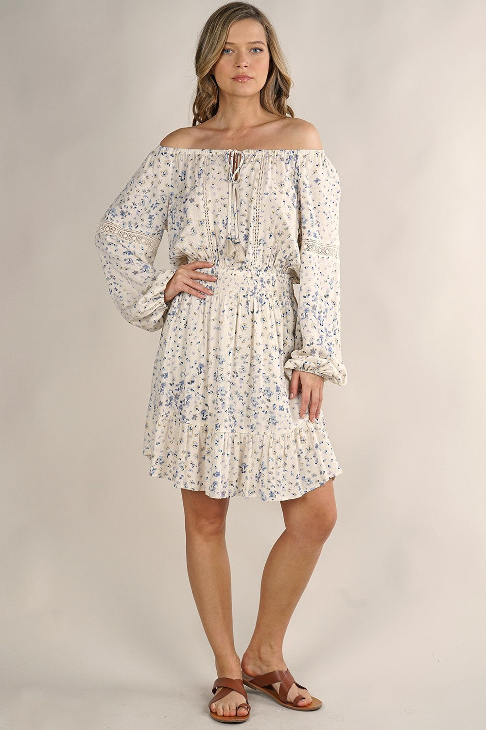 Talia Blue Floral LS Dress