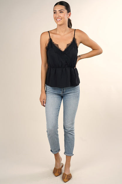 Danielle Lace Trim Black Camisole