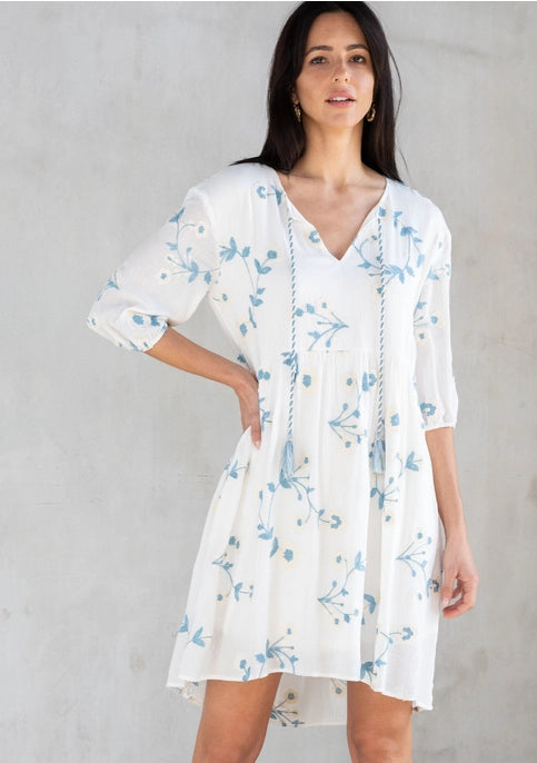 Helen Floral Embroidered LS Mini Dress
