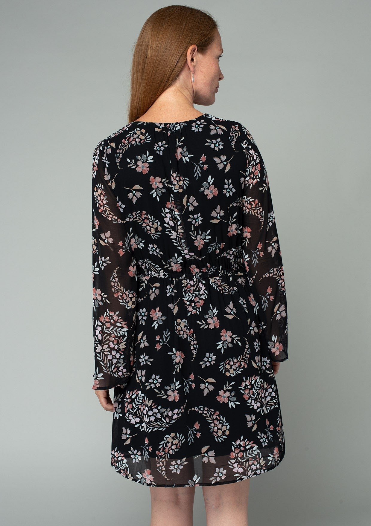 Tiffany Black Floral LS Dress