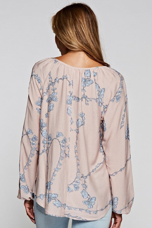 Vanessa Blush Floral LS Blouse