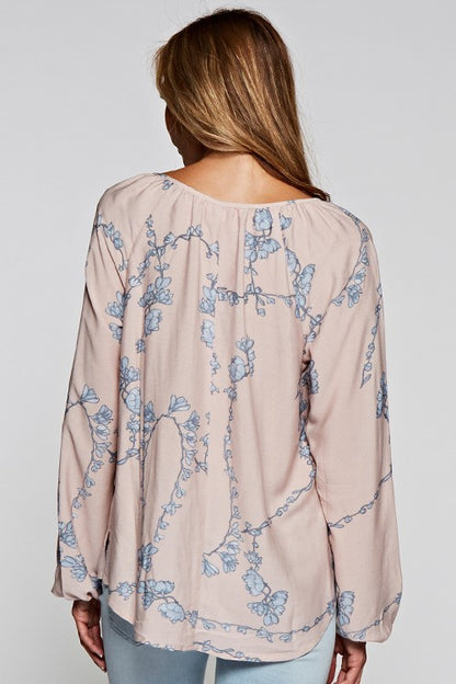 Vanessa Blush Floral LS Blouse