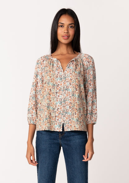Cynthia Floral Button LS Blouse