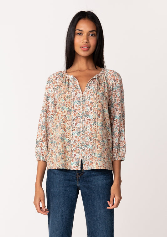 Cynthia Floral Button LS Blouse