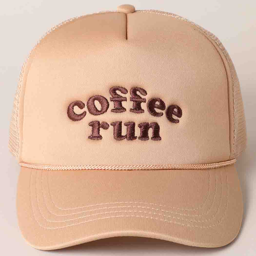 'Coffee Run' Trucker Hat in Beige