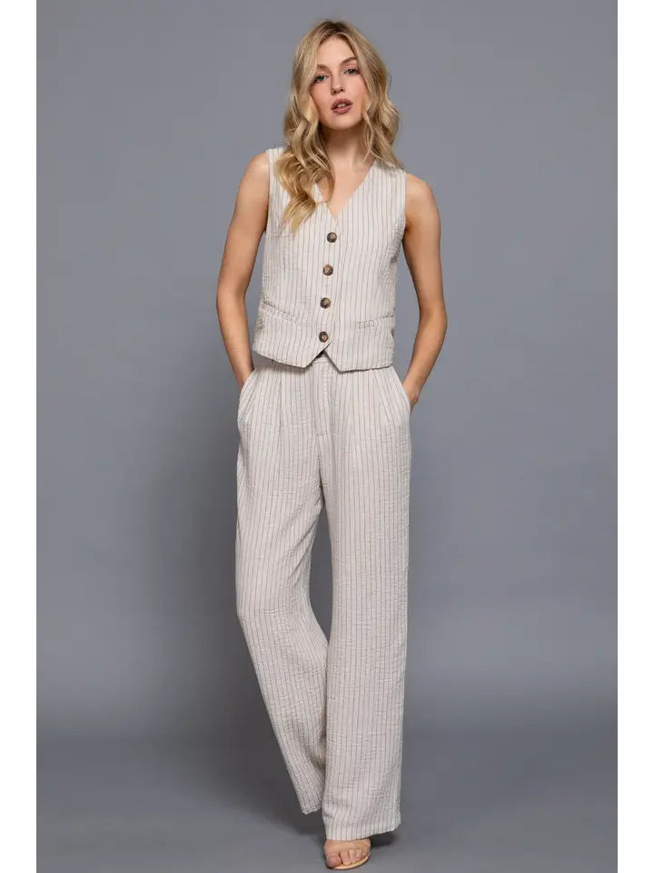 Venice Ivory Striped Pants