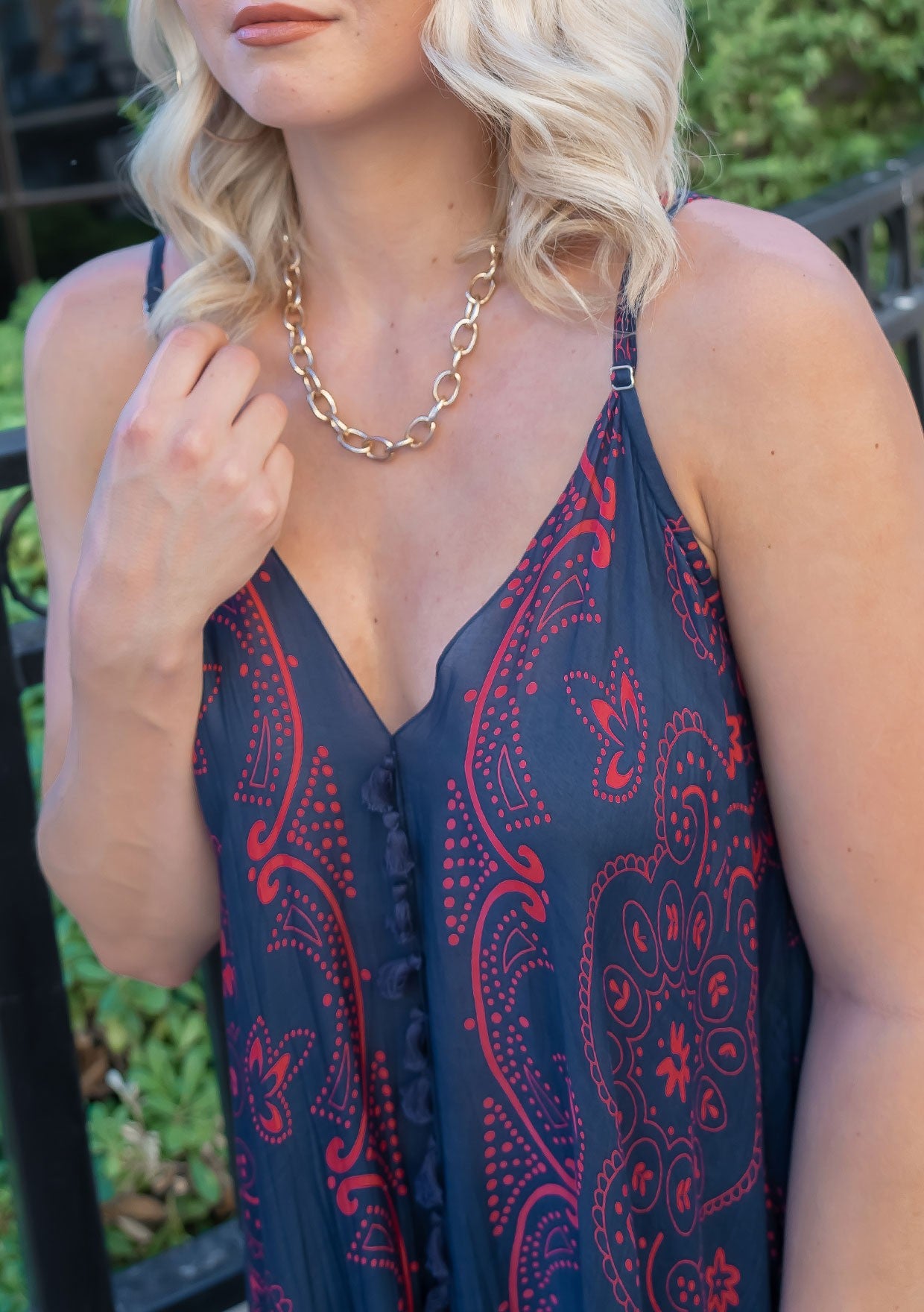 LS Paisley Navy Beach Cover-Up Dress