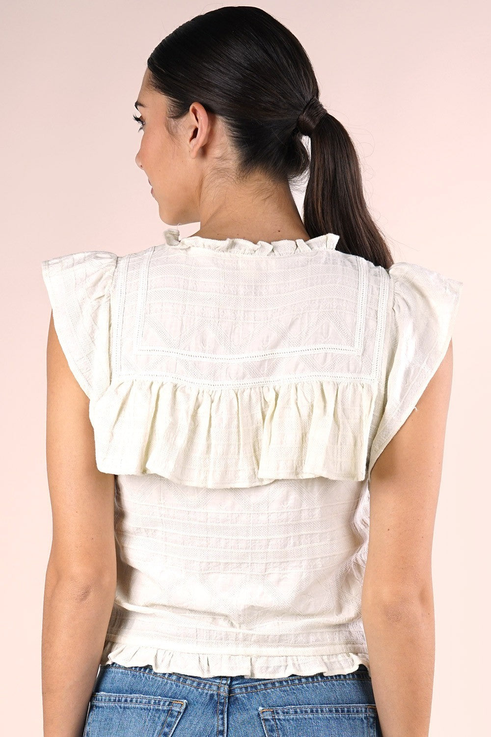 Chelsey Ivory Button Up LS Blouse