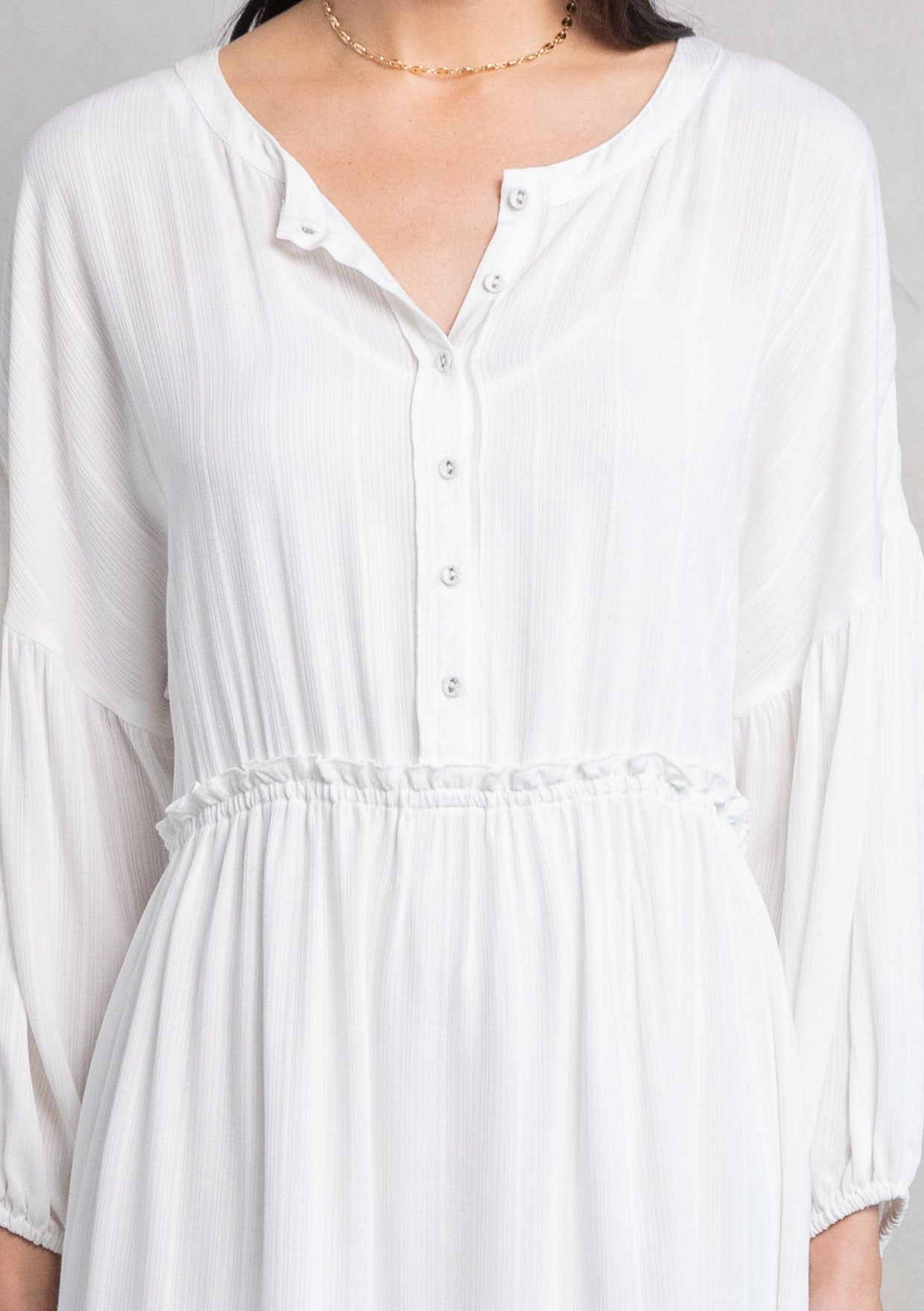 Vanessa Creme Button Mini LS Dress