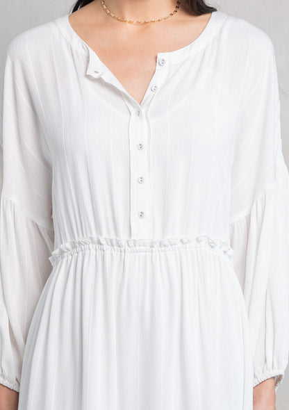Vanessa Creme Button Mini LS Dress