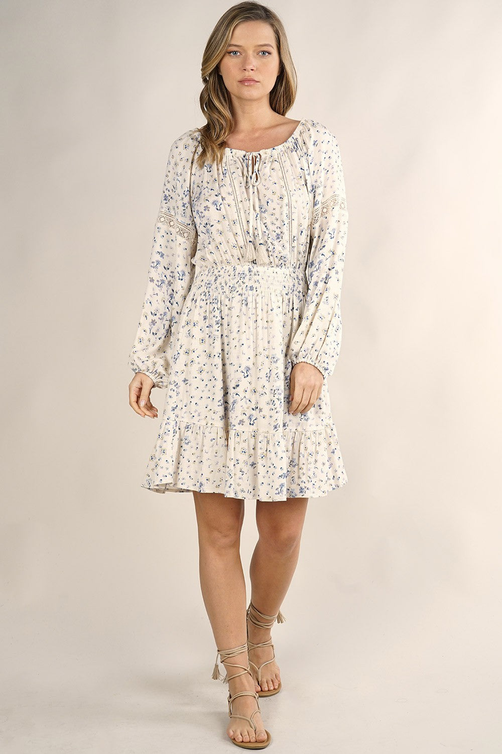 Talia Blue Floral LS Dress