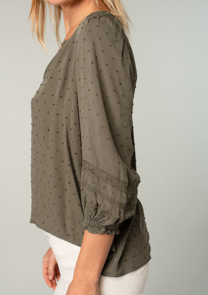 Hannah Olive LS Blouse