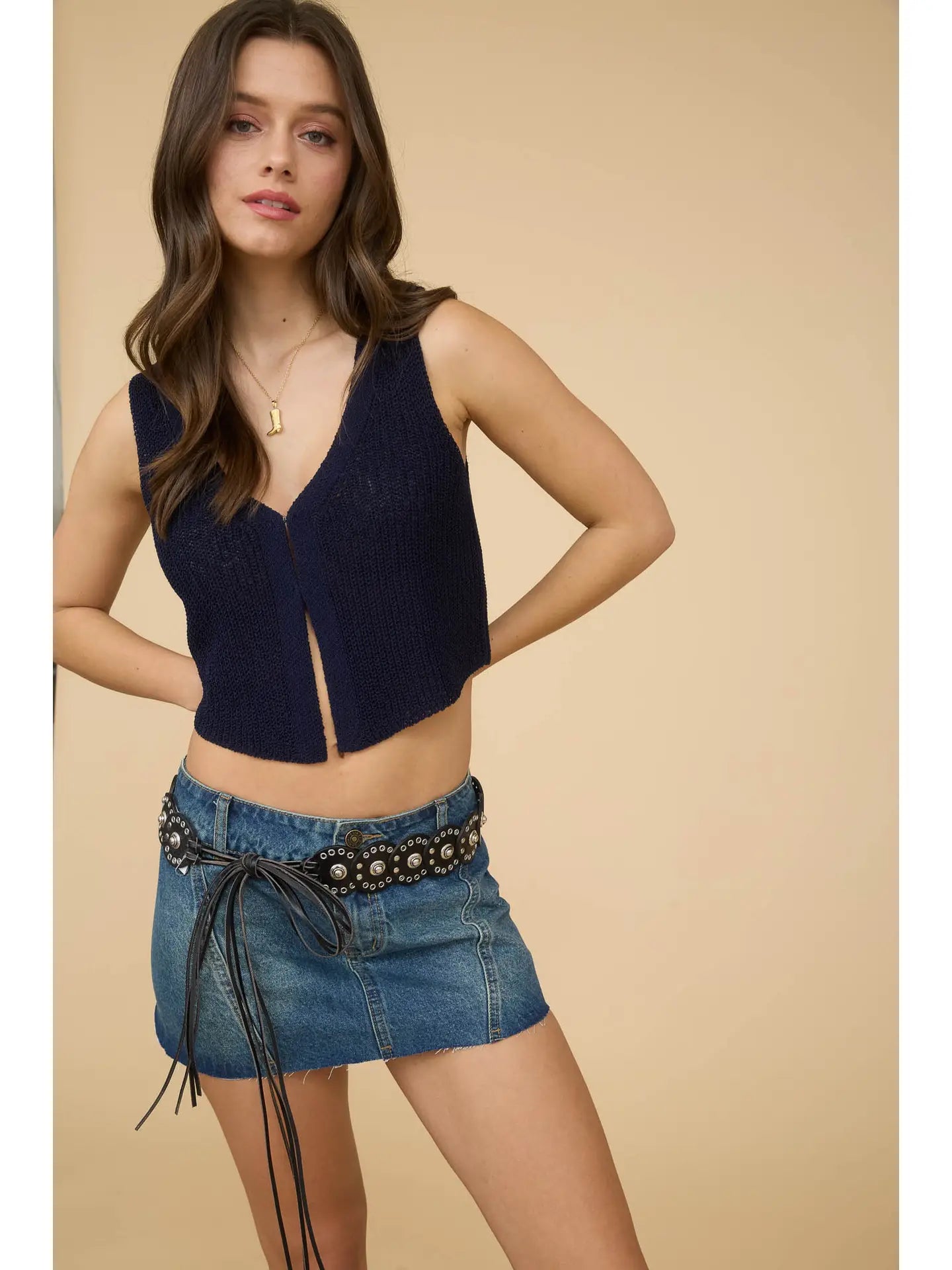 Isabel Navy Knit Top