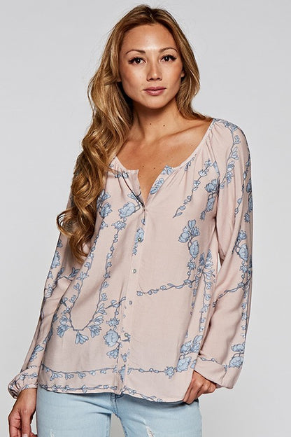 Vanessa Blush Floral LS Blouse