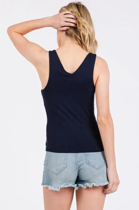 Simone Navy V-Neck Top