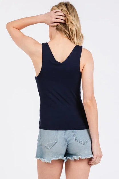 Simone Navy V-Neck Top