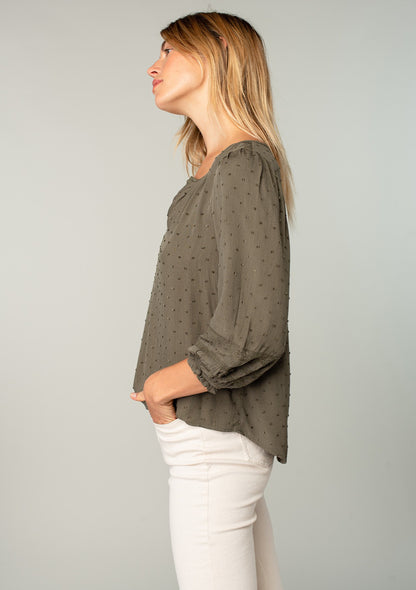 Hannah Olive LS Blouse