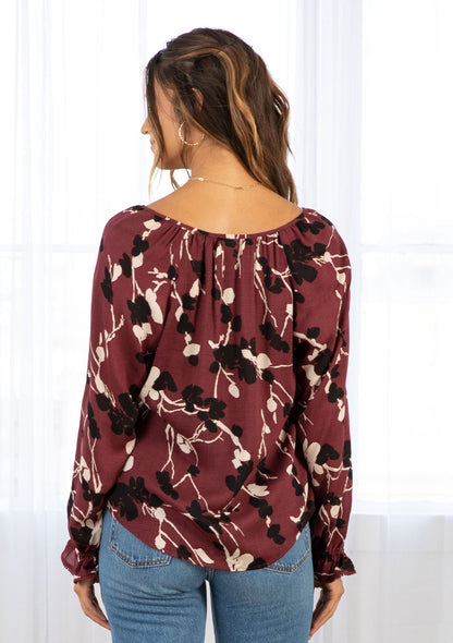 Emma Merlot LS Blouse