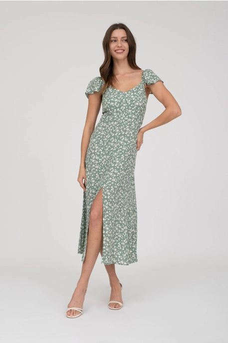 Patricia Olive Floral Midi Dress