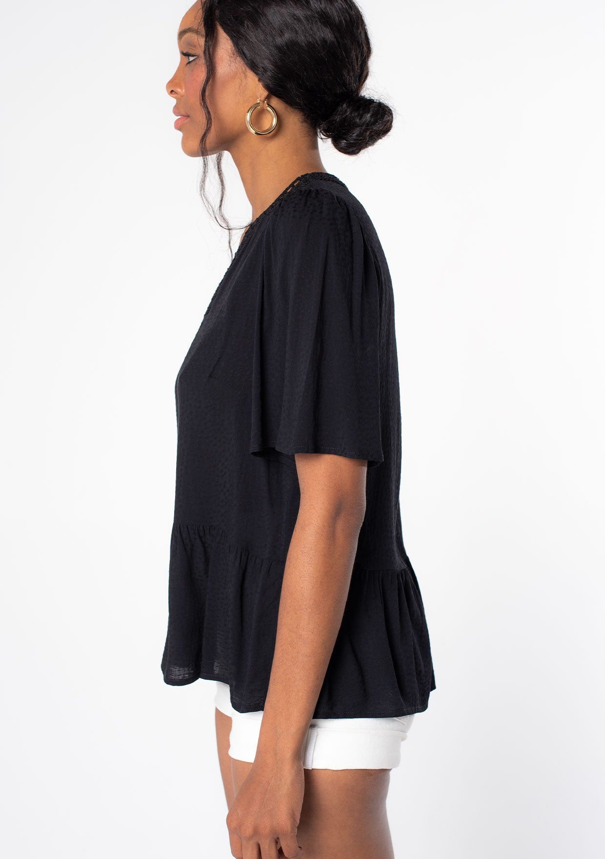 Black Lattice LS Blouse