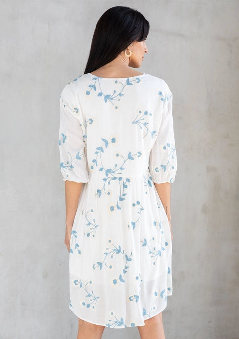 Helen Floral Embroidered LS Mini Dress
