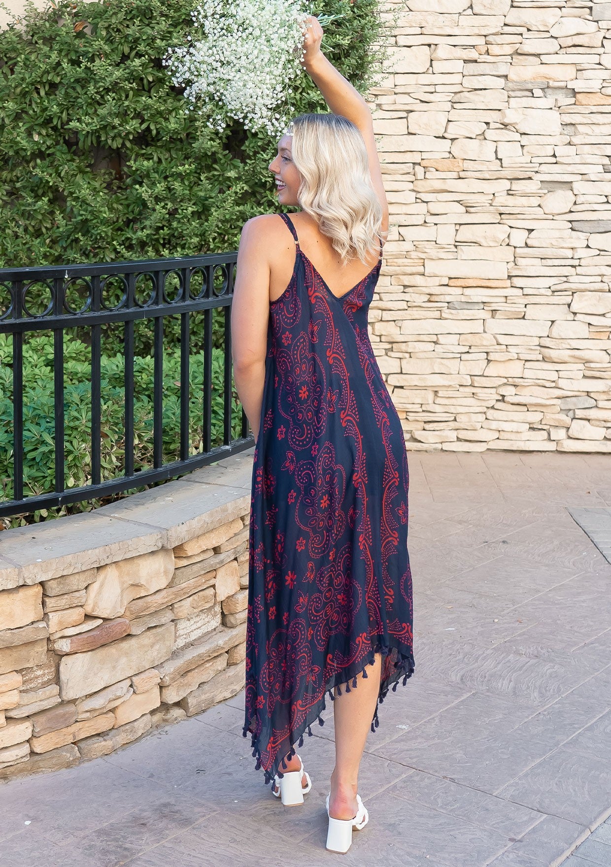 LS Paisley Navy Beach Cover-Up Dress
