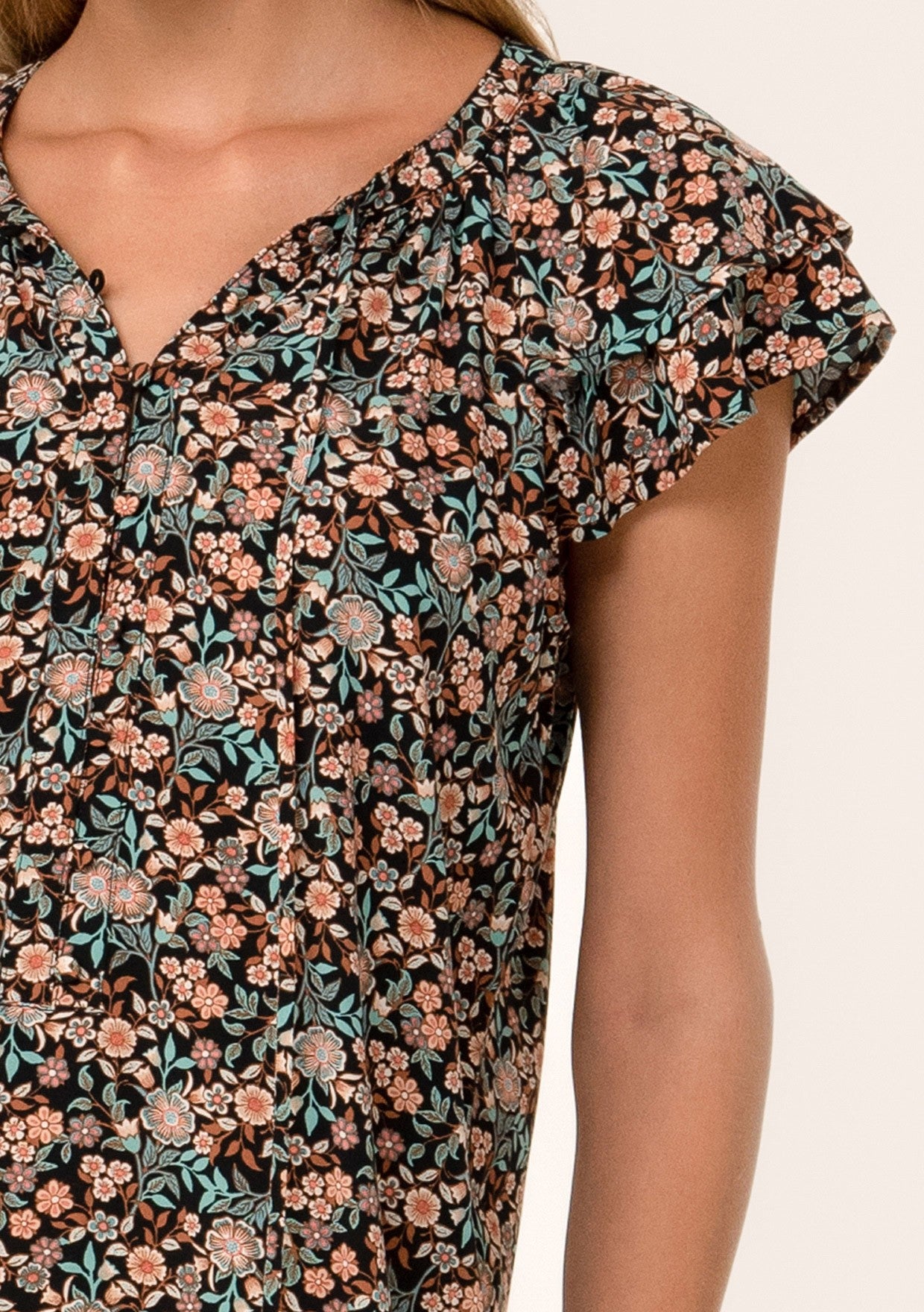 Rae Black Floral LS Blouse