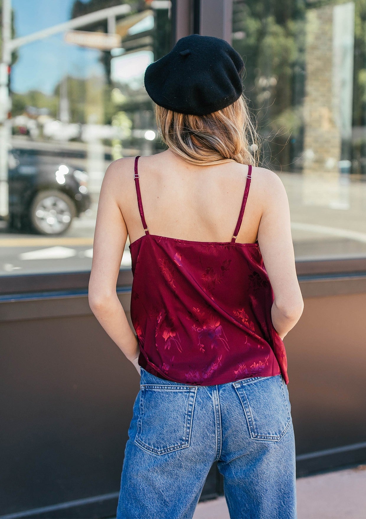 Serena Jacquard Wine LS Camisole