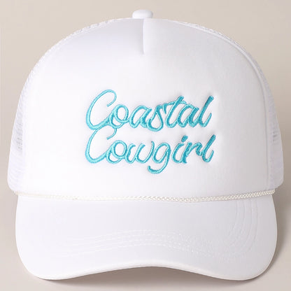 'Costal Cowgirl' White Trucker Hat