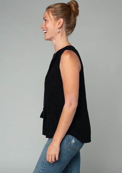 Chloe Black Eyelet LS Blouse