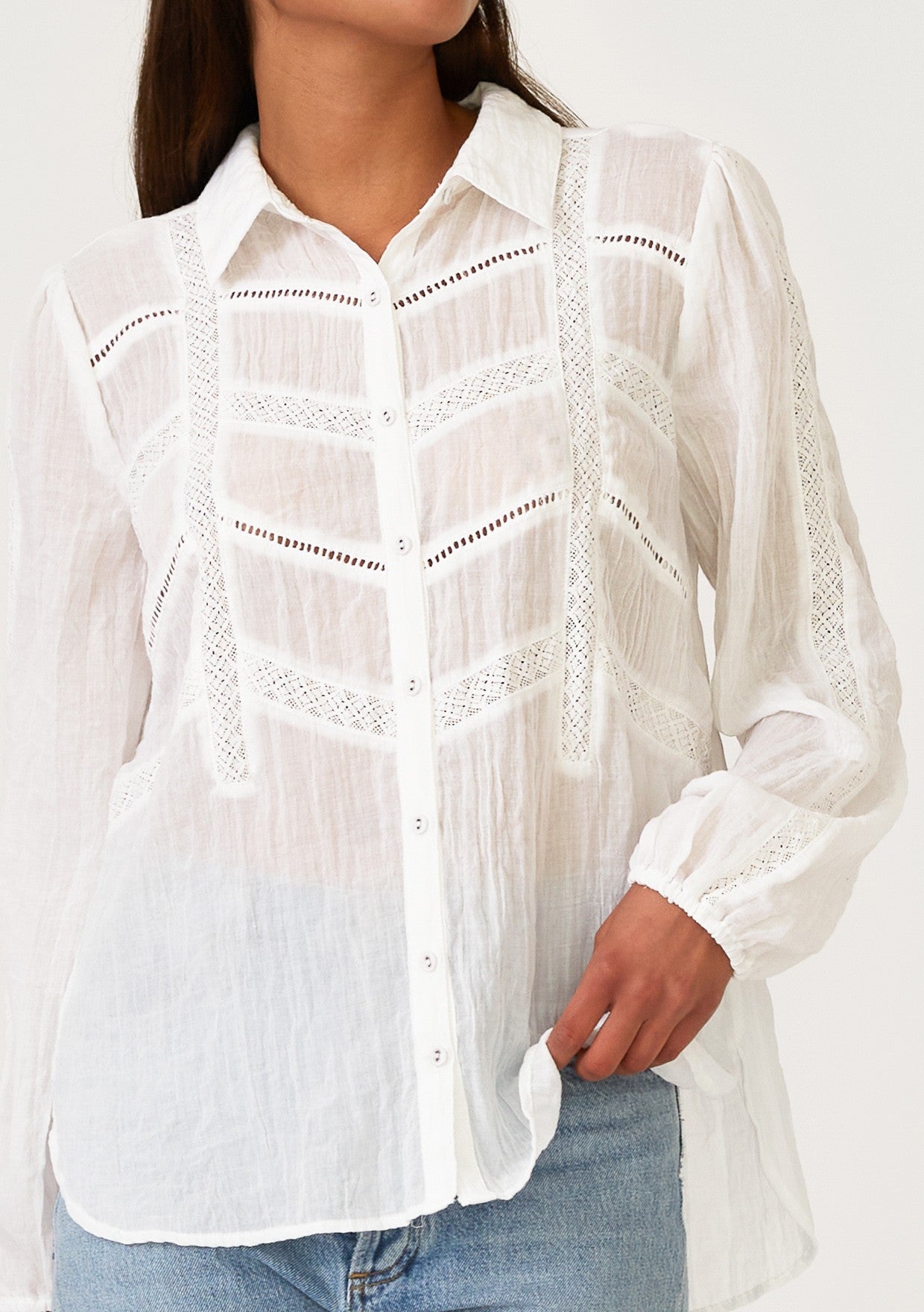 Hadley White LS Blouse