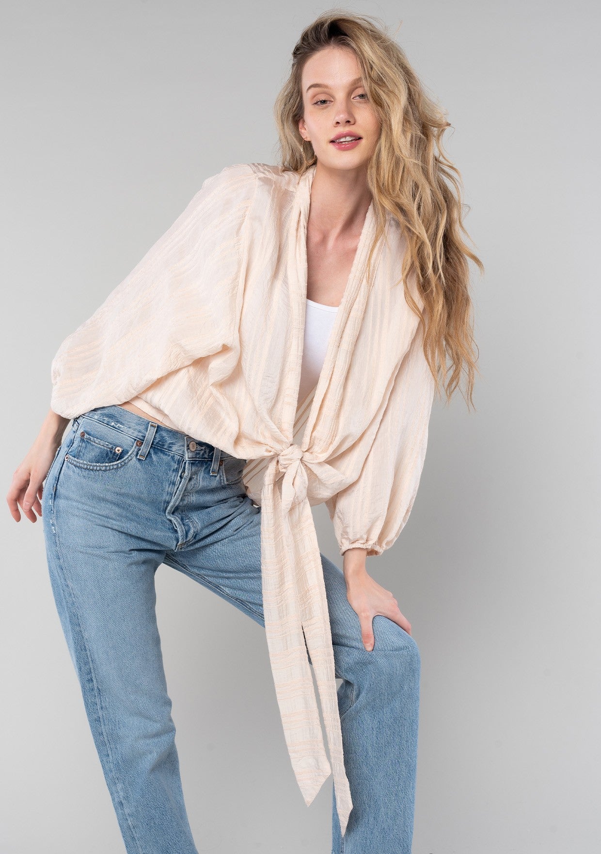 Bella Blush Kimono LS Blouse