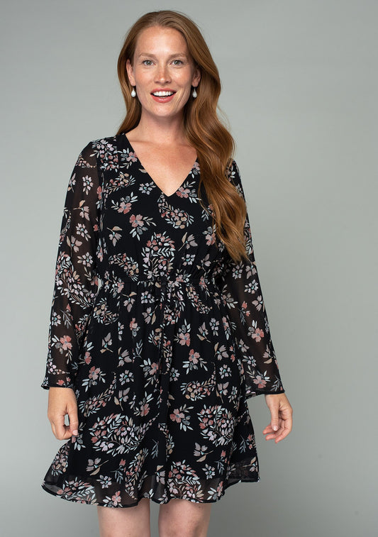 Tiffany Black Floral LS Dress