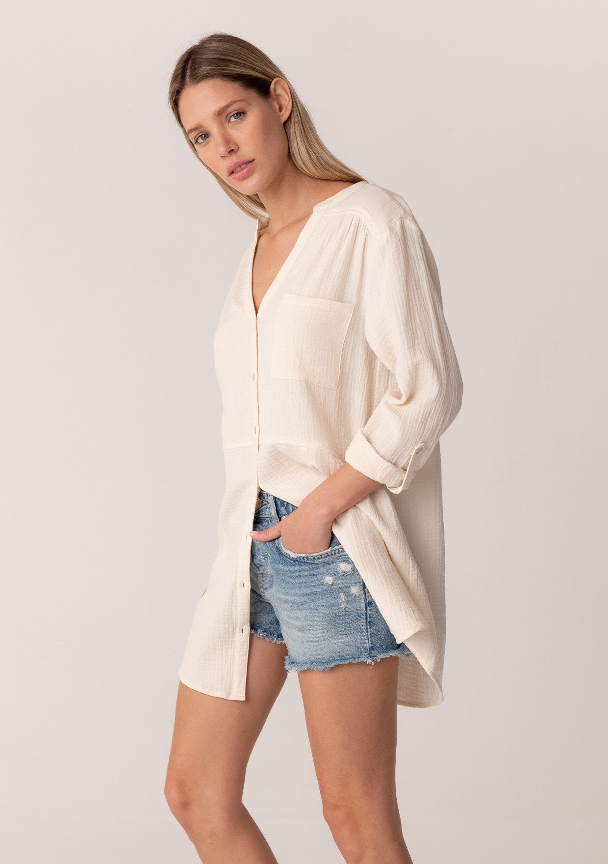 Sarah Gauze LS Blouse