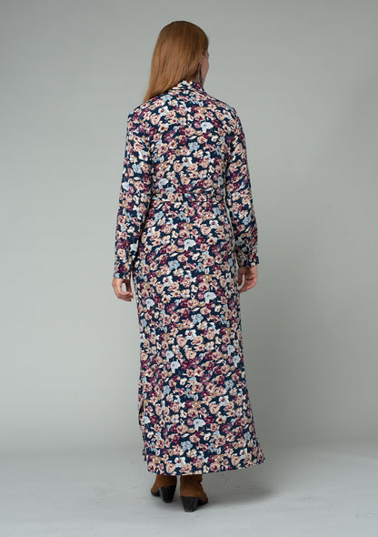 Gia Navy Floral LS Dress