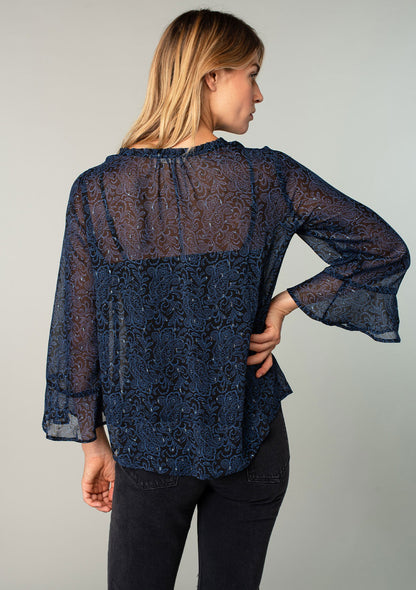 Midnight Blue LS Blouse