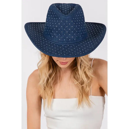 Kacey Dark Denim Rhinestone Cowgirl Hat