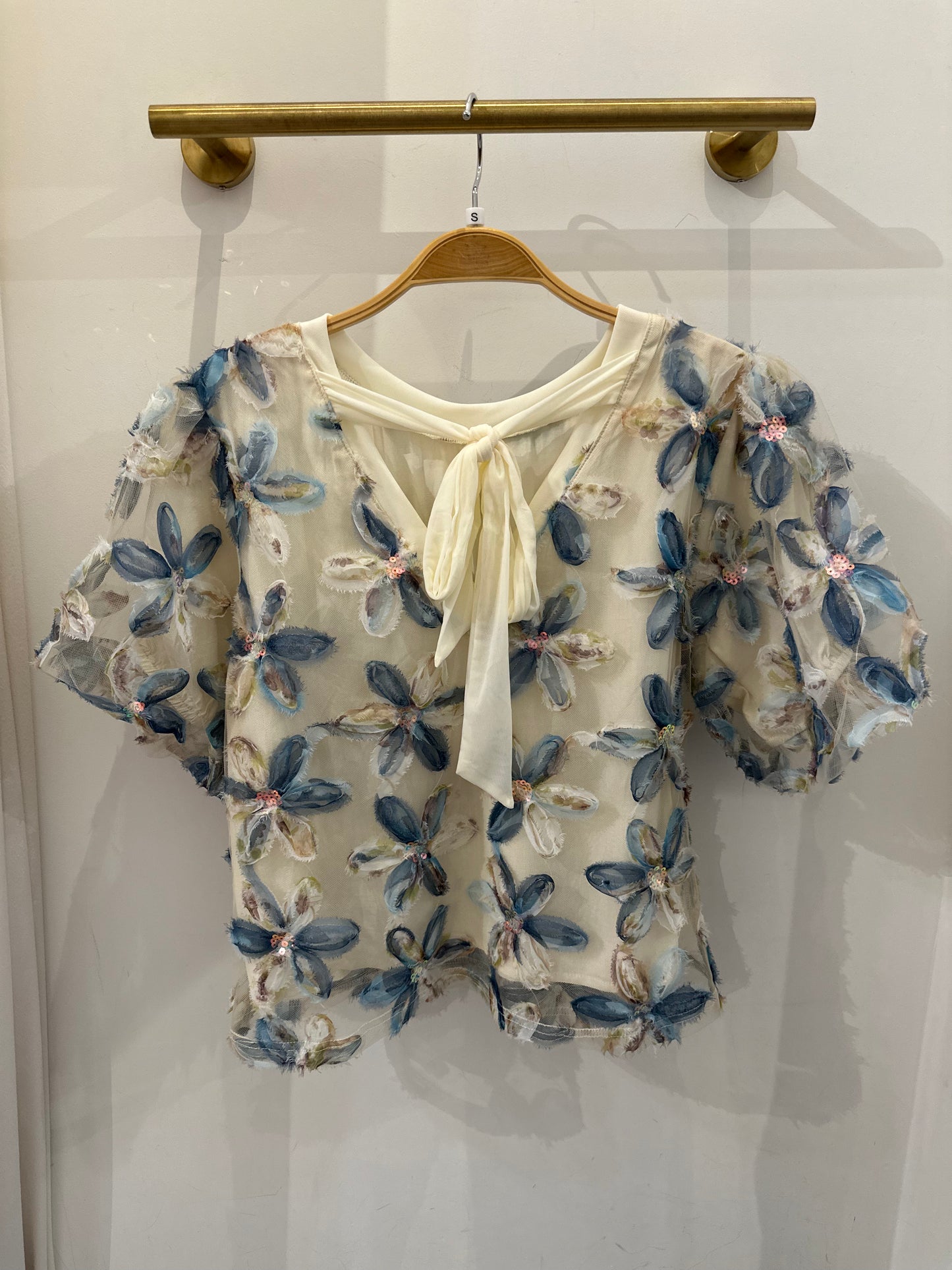 Flossy Back Tie Blouse