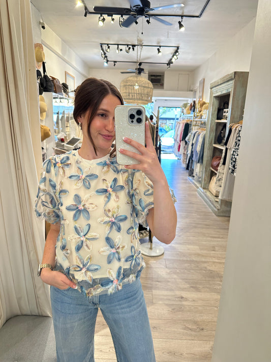 Flossy Back Tie Blouse