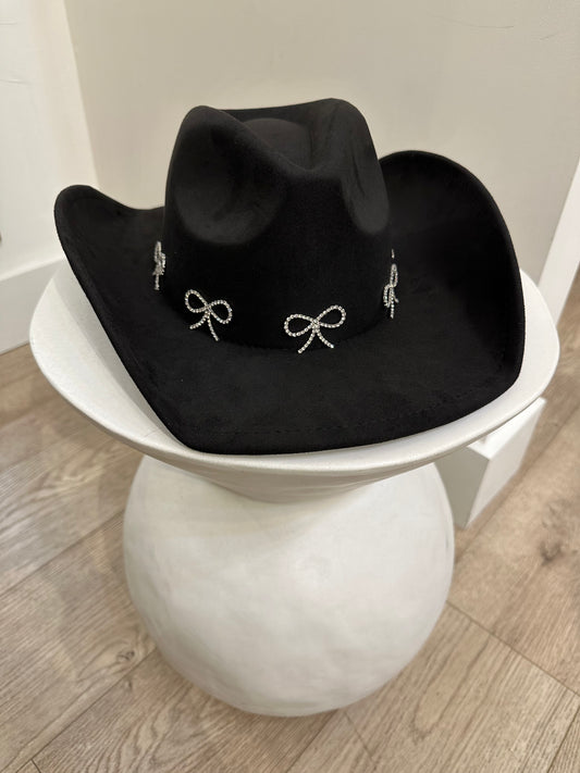 Kristi Black Bow Rhinestone Cowgirl Hat