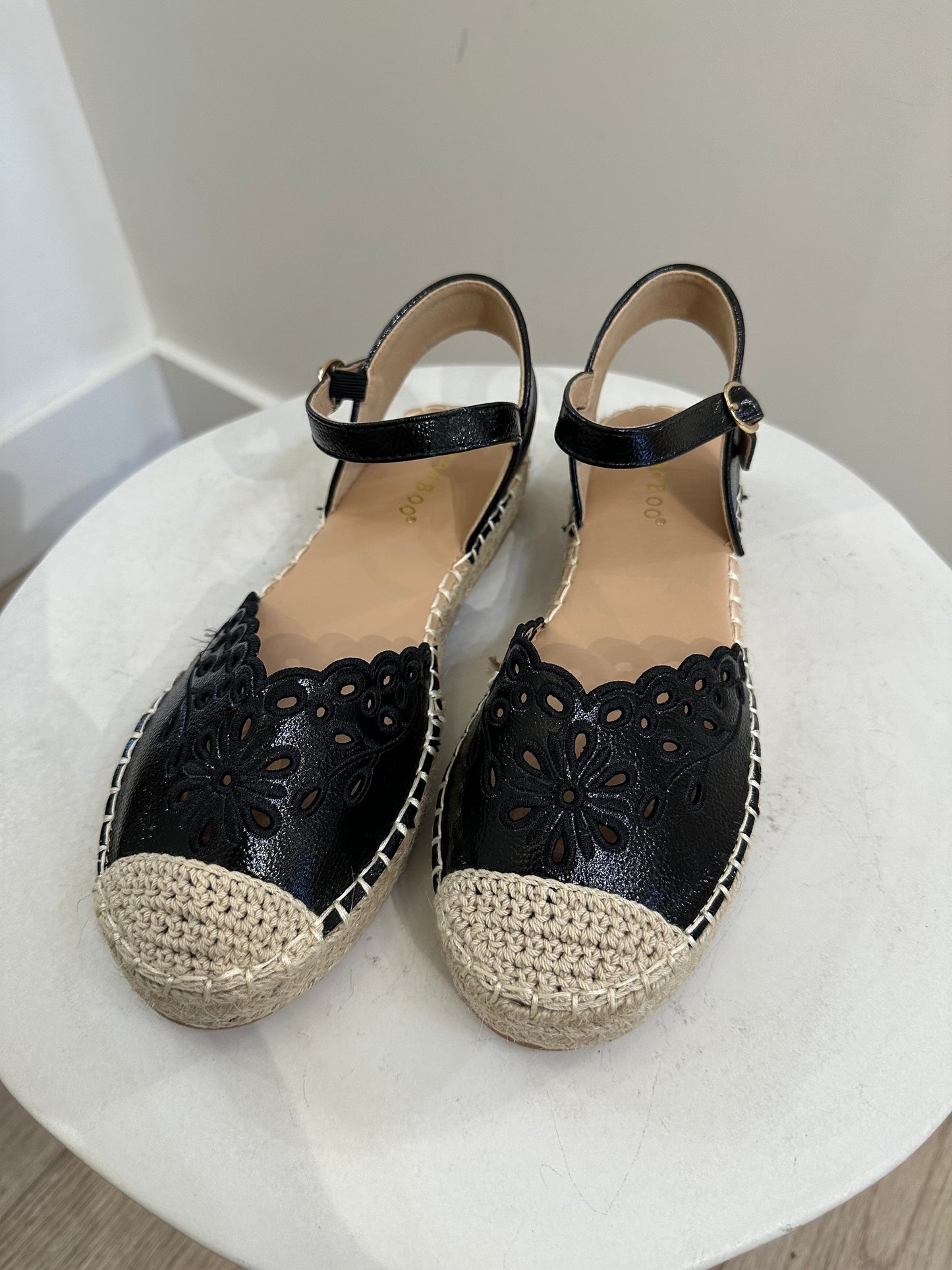 Sophia Black Eyelet Espadrilles