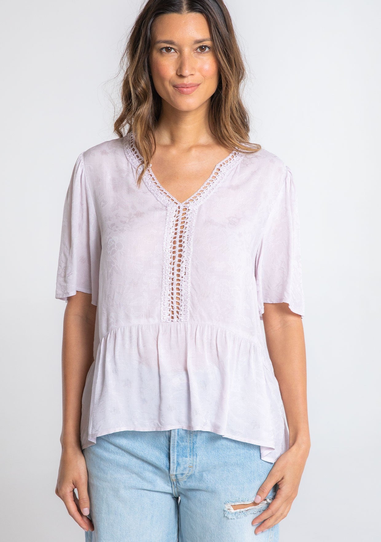 Lilac Lattice LS Blouse