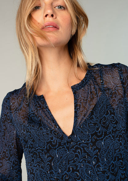 Midnight Blue LS Blouse