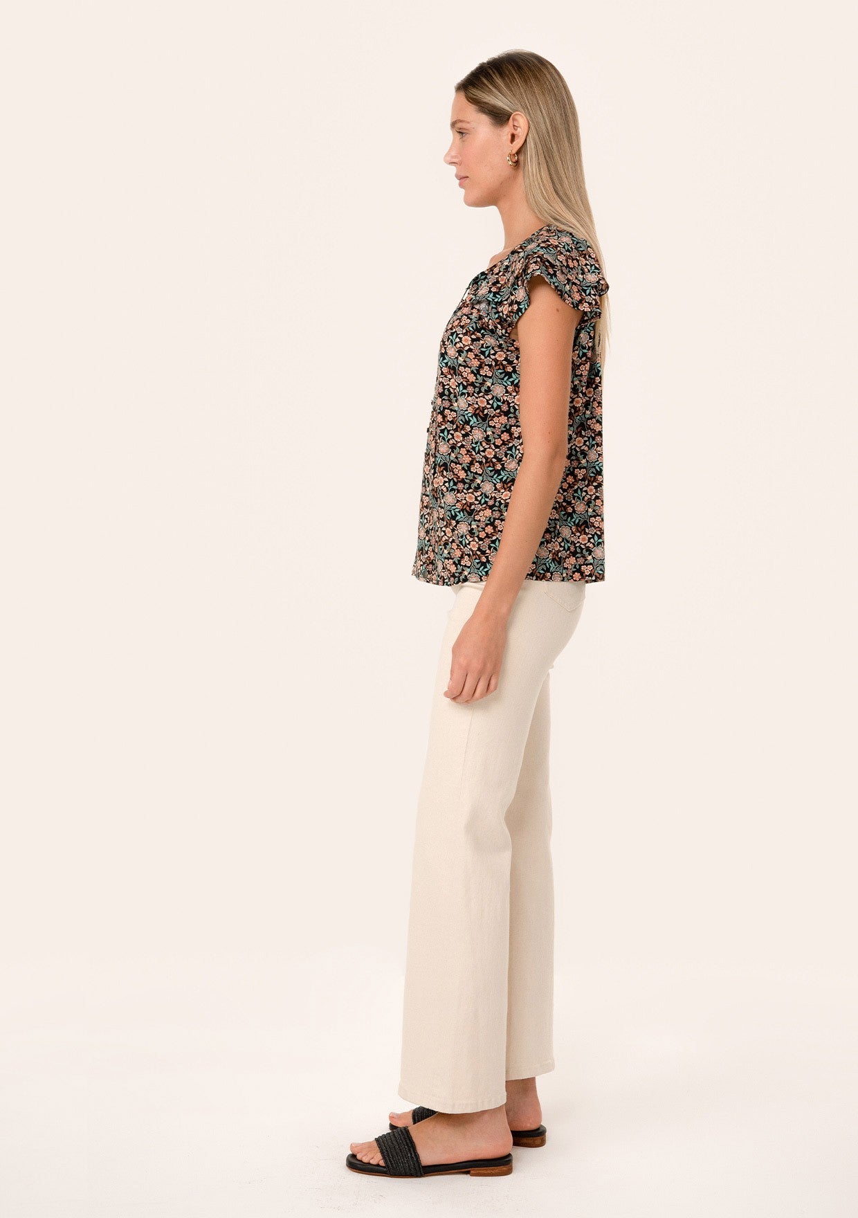 Rae Black Floral LS Blouse