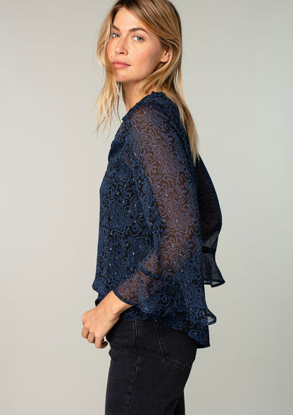 Midnight Blue LS Blouse