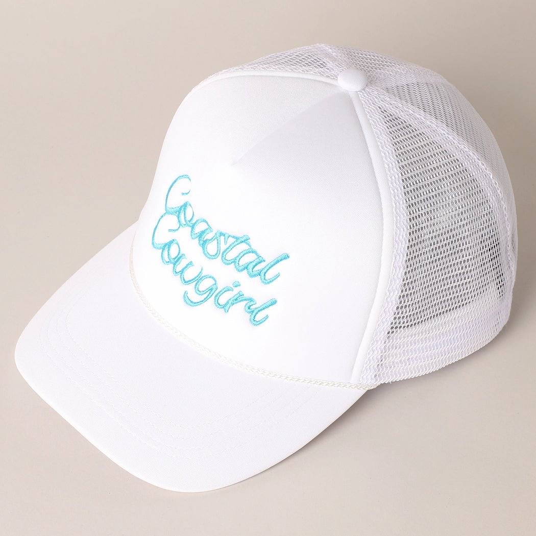 'Costal Cowgirl' White Trucker Hat