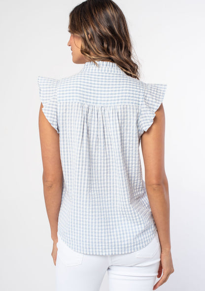 Kinsley Gingham Blue LS Blouse