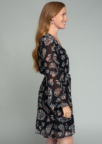 Tiffany Black Floral LS Dress