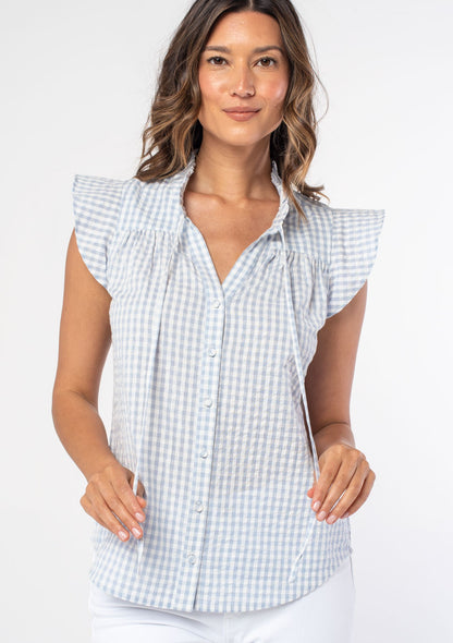 Kinsley Gingham Blue LS Blouse